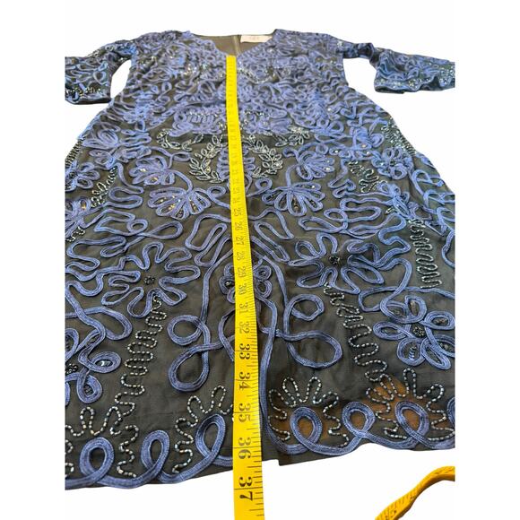 JS Collection Navy Embroidery Beaded Dress - Size 16W - Picture 7 of 16